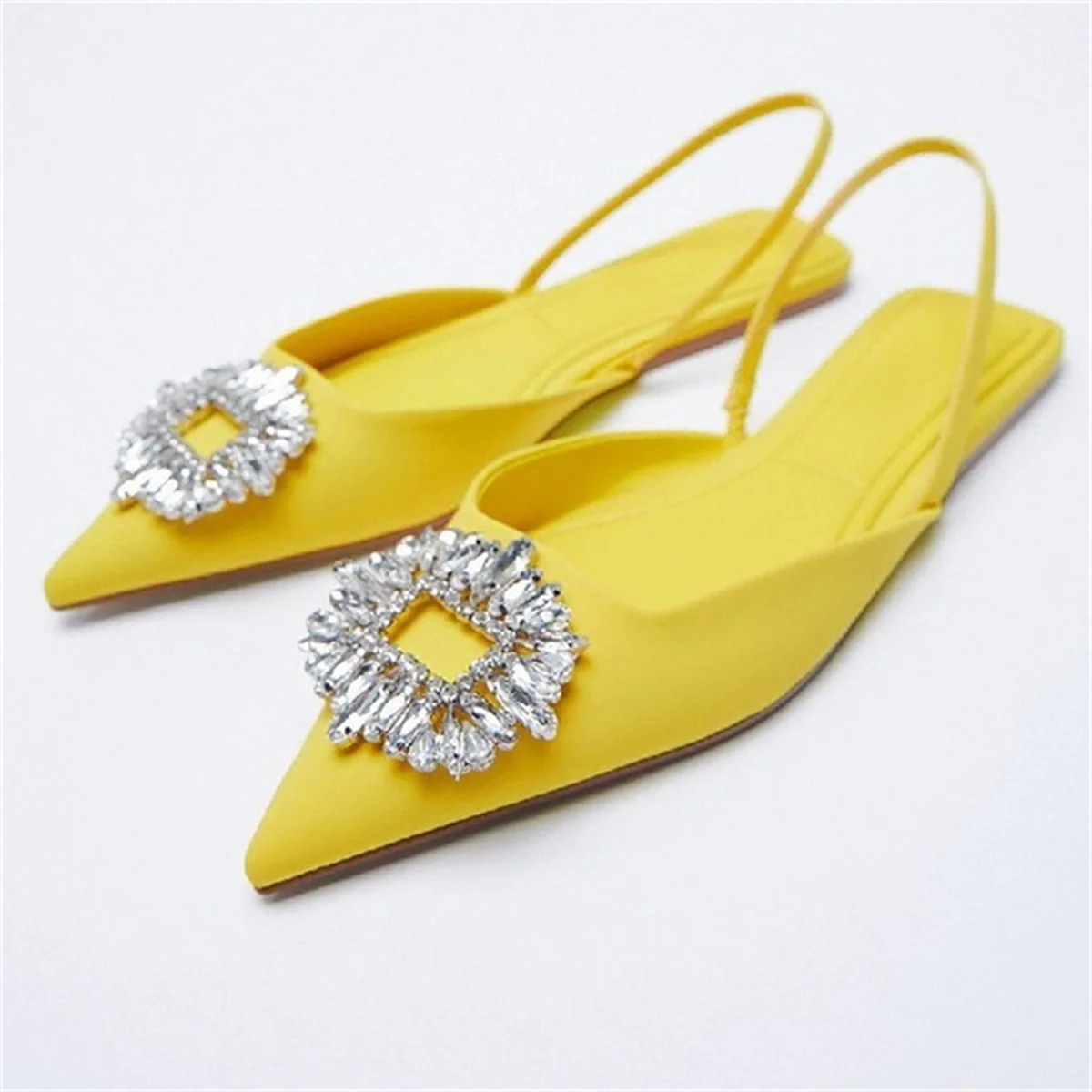 

Women's new green rhinestone style wedding shoes, Mueller shoes, fairy pointed flat sole sandals