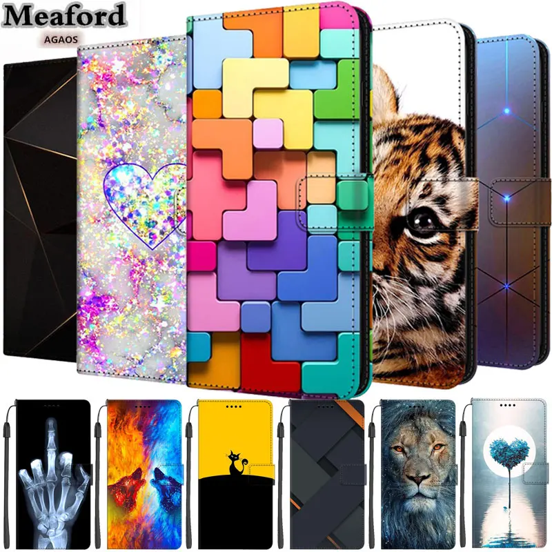 Leather Case for ZTE Axon 30 Ultra Pro Stand Margnetic Wallet Phone Case for ZTE Blade L210 Stand Book Colourful Painted Cover