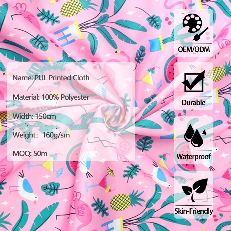 Cute Animal Print DIY Cloth Fabric  Waterproof PUL Fabric For Baby Boy Girl Diapers,Handmade Bibs Apron Swimwear 1Mx1.5M
