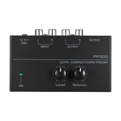 PP500 Ultra-Compact Phono Preamp with Treble Balance Volume Adjustment -Amp Turntable Preamplificador with EU US Plug