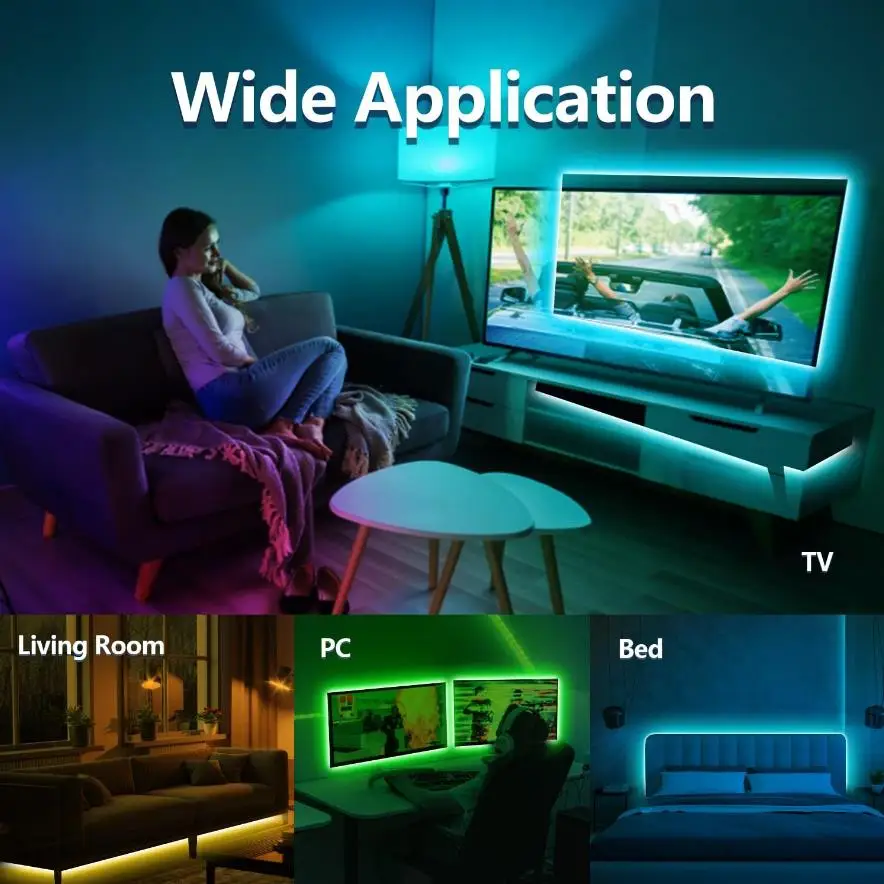 RGB Led Strip Lights 4m 5m Led TV Backlight with APP Control Flexible Ribbon Luces Led Tape for Room Bedroom Decor Ambient light