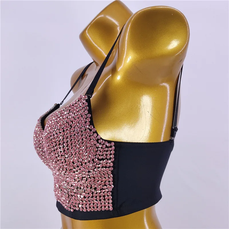 

Belly Dance Spaghetti Straps Outerwear Body Shaping Tube Top Stage Performance Exposed Navel Wrapped Chest Beaded for Women