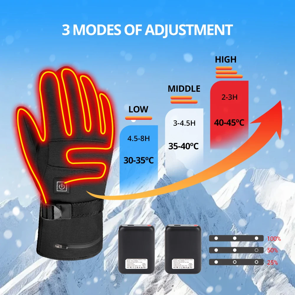 

Heating Gloves Winter keep warm Skiing Self Heating Gloves Waterproof Motorcycle Heating Gloves Touch Screen