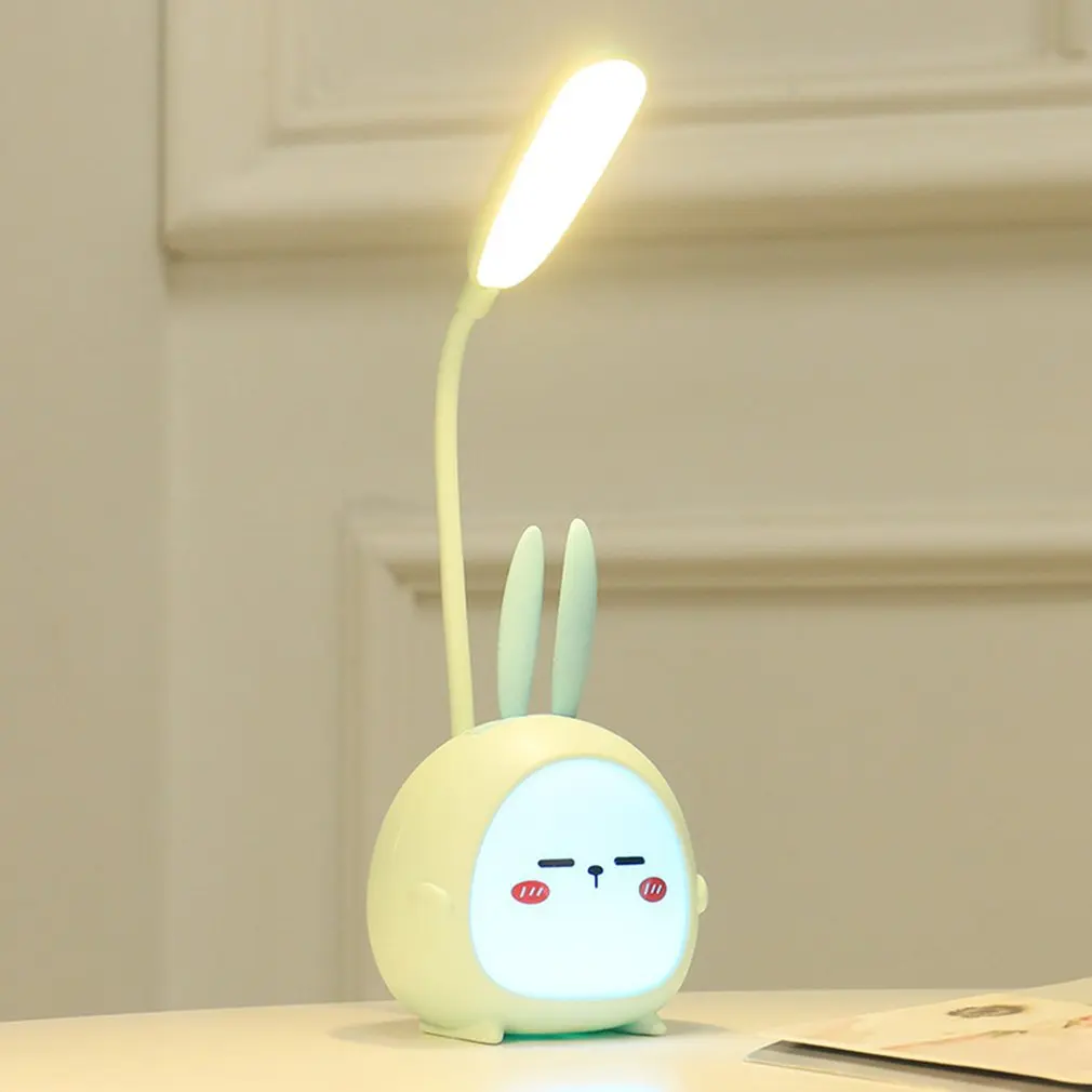 Portátil LED Desk Lamp, dobrável, bonito dos desenhos animados, USB Recharge, olho protetor, leitura, luz noturna colorida