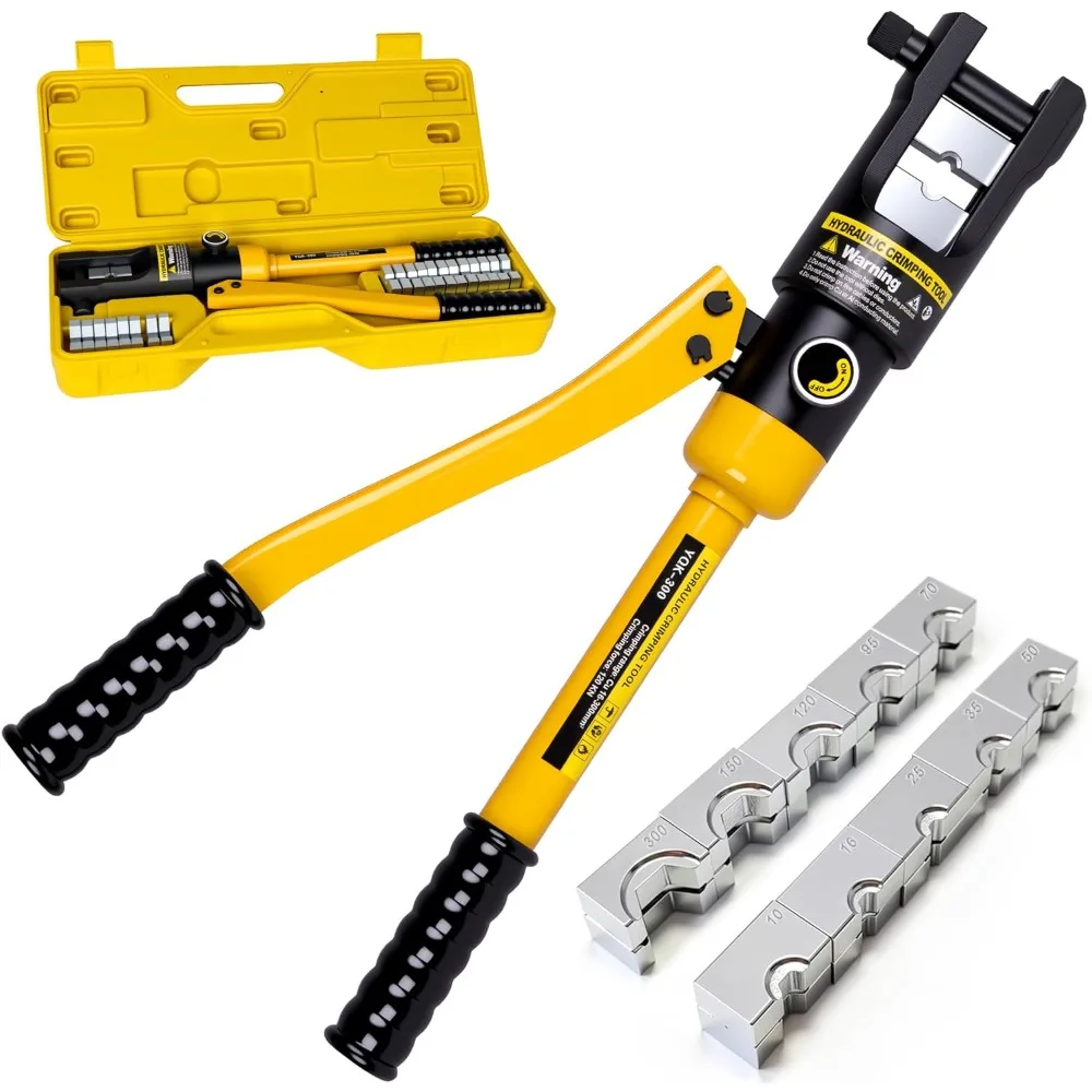 

Hydraulic Wire Crimping Tool 16 Tons Battery Cable Lug Terminal Crimper with 13 Dies Set 9AWG to 600MCM