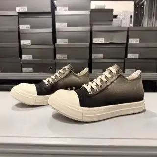Brand Men Shoes Casual Canvas Distress Flats High to Ankle Boots Women Owens Hand-Rubbed Color Vintage Original Luxury Designers