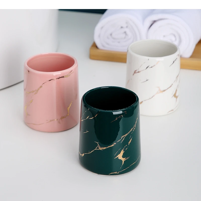 Portable Ceramic Mouthwash Cup Tooth Jar Coaster Bathroom Toiletries Set Decoration Household Coffee Tea Goods