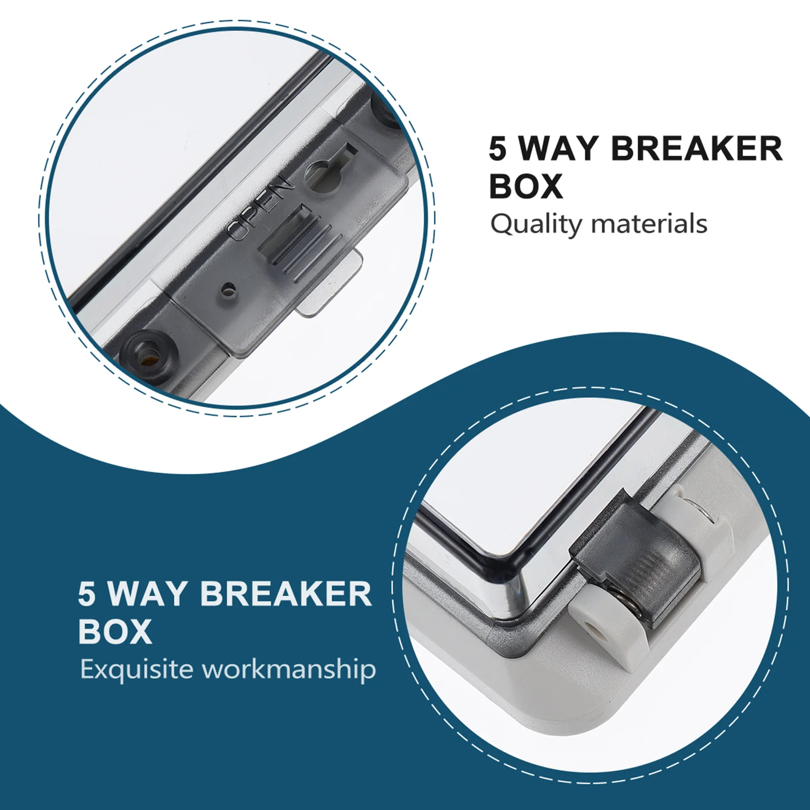 

Weatherproof Distribution Box 5 Way Circuit Breaker Outdoor Waterproof Electrical Box with Clear Cover No Burrs Design