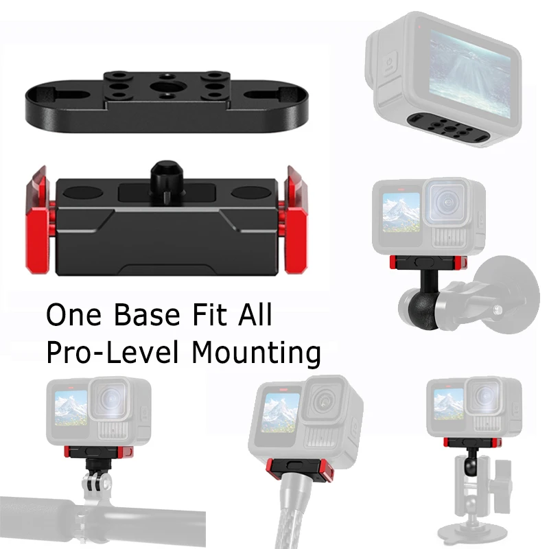 لاستبدال GoPro طقم قاعدة مغناطيسية من الألومنيوم سريع الإصدار 360 °   حامل ثلاثي القوائم للتخميد لكاميرا Hero 12/11/10/9/8 Max Action