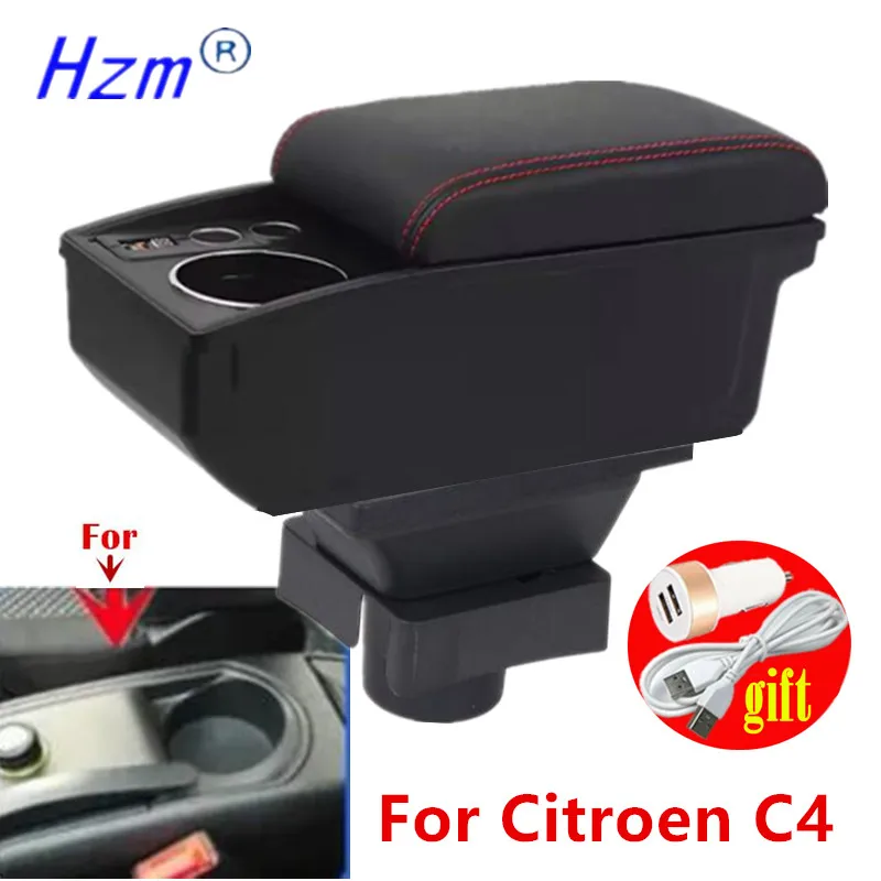 

Для Citroen C4 подлокотник для Citroen C4 хэтчбек 2004-2010, автомобильный подлокотник, ящик для хранения, USB-зарядка, модернизация, автомобильные аксессуары
