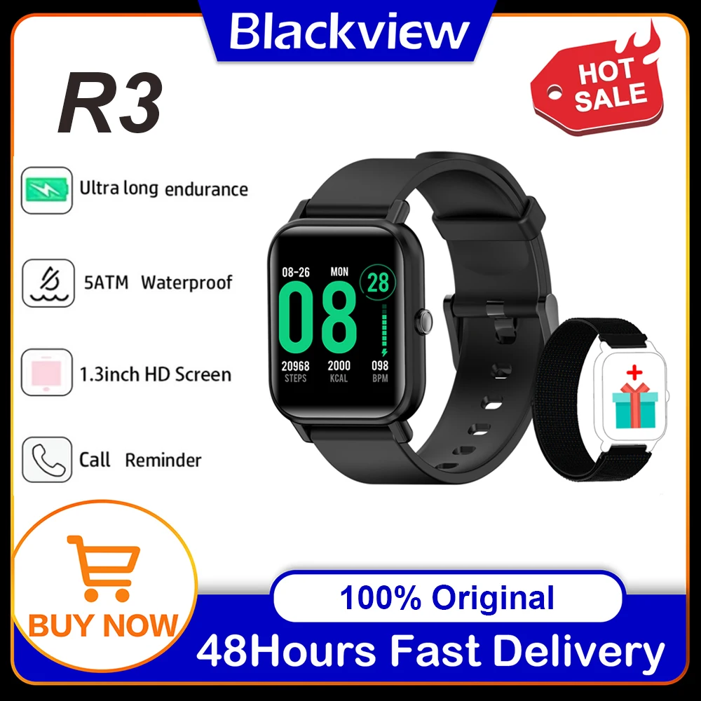 Blackview R3 ساعة ذكية الرجال اللياقة البدنية الساعات الدم الأكسجين معدل ضربات القلب النوم مراقب مقاوم للماء متوافق مع آيفون سامسونج