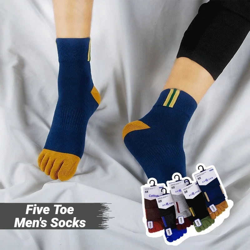 

5 Pairs Men's Casual Five-Toe Cotton Socks Breathable Sports Soft High Quality Split Toe For Men Hiking Basketball Running