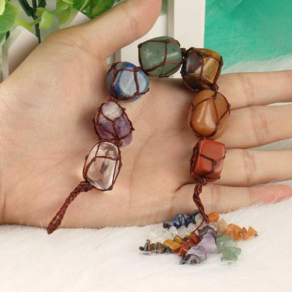 Handmade 7 Chakra Tumbled Gemstone Crystal Window Car Decor Feng Shui Hanging Ornaments Spiritual Meditation Auto Interior Decor - Image 3