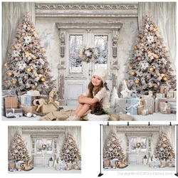 Mocsicka New Christmas Brick Wall Tree Party Wood Board Decor Theme Backdrop Photography Background XMAS  Photocall Background