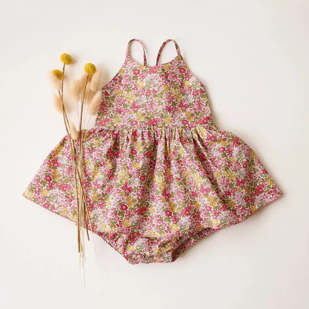 

Floral Baby Girl Bodysuit Summer Cotton Backless Infant Baby Girl Dress