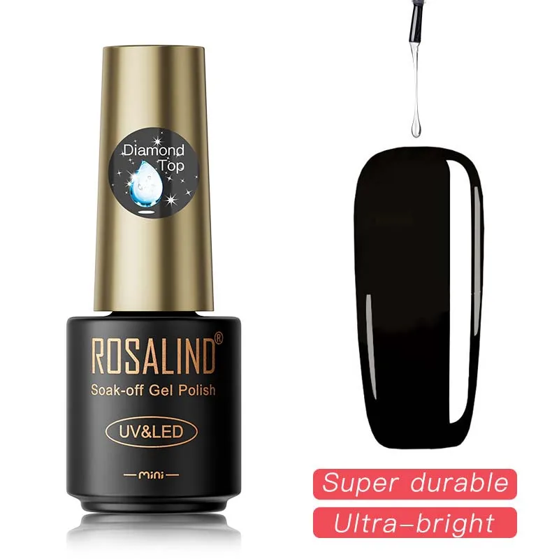 Rosalind Diamond Top Coat Gel Nail Polish Reinforce Rubber Base Top Coat Gel Semi Permanent UV Led Cure Nail Art