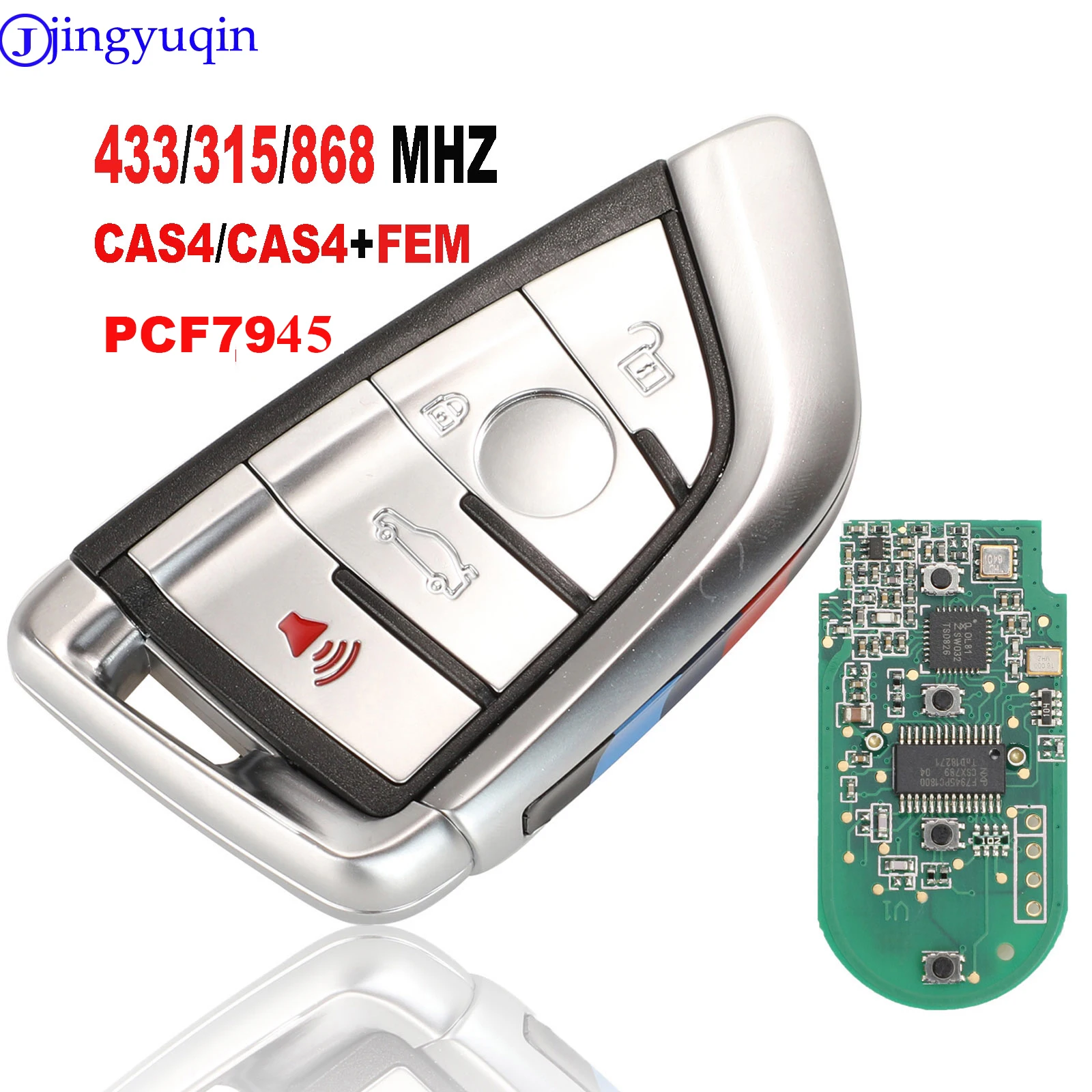 

jingyuqin 4buttons Smart Remote Key Fob 315MHz/ 434MHz For BMW CAS4 CAS1 2 3 4 5 6 7 X5 X6 CAS4+ FEM 2011-2017 PCF7953