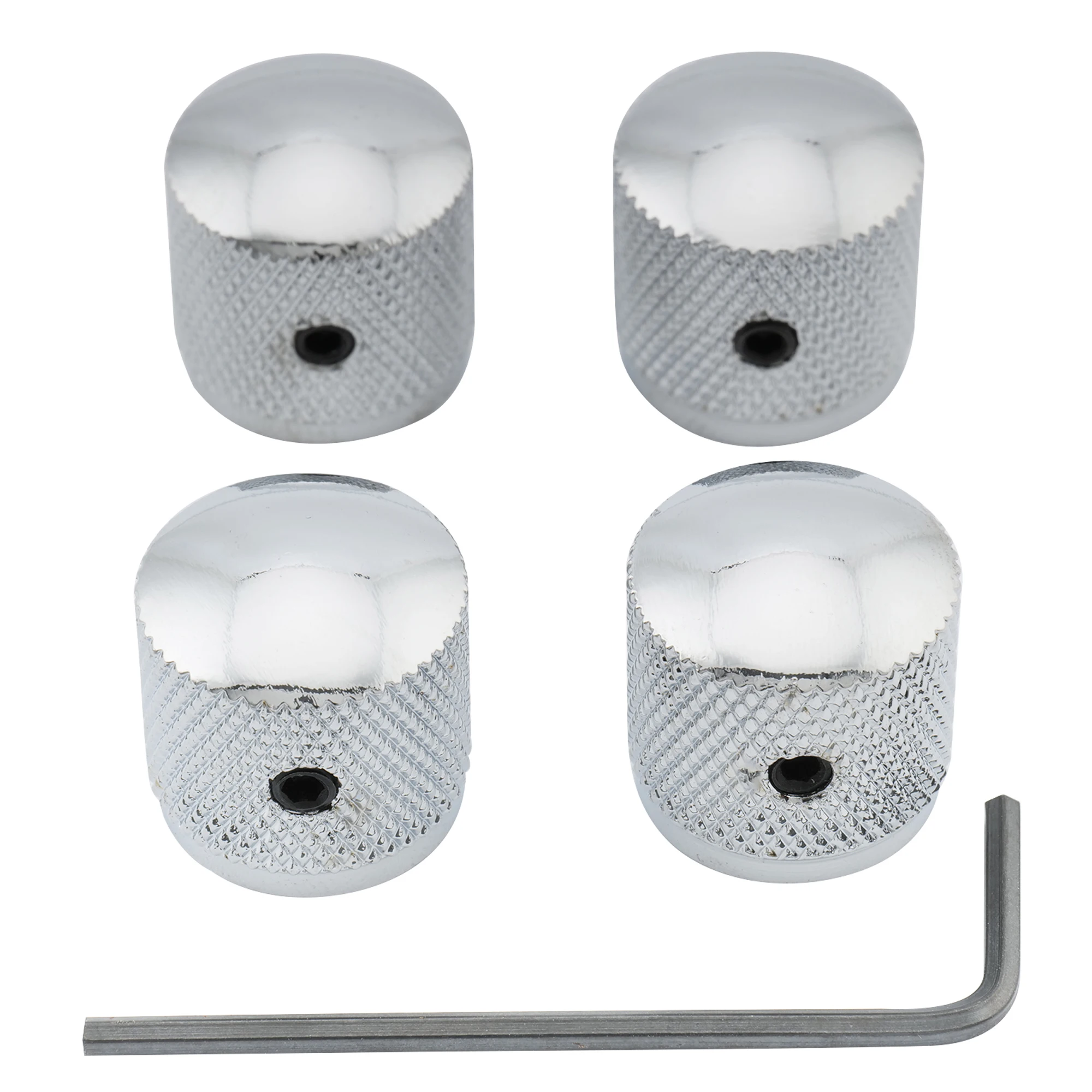 Musiclily Basic Coarse 18 Splines Steel Knurled Dome Control Knobs with Screw Set for Electric Guitar or Bass 18*18mm (Set of 4)