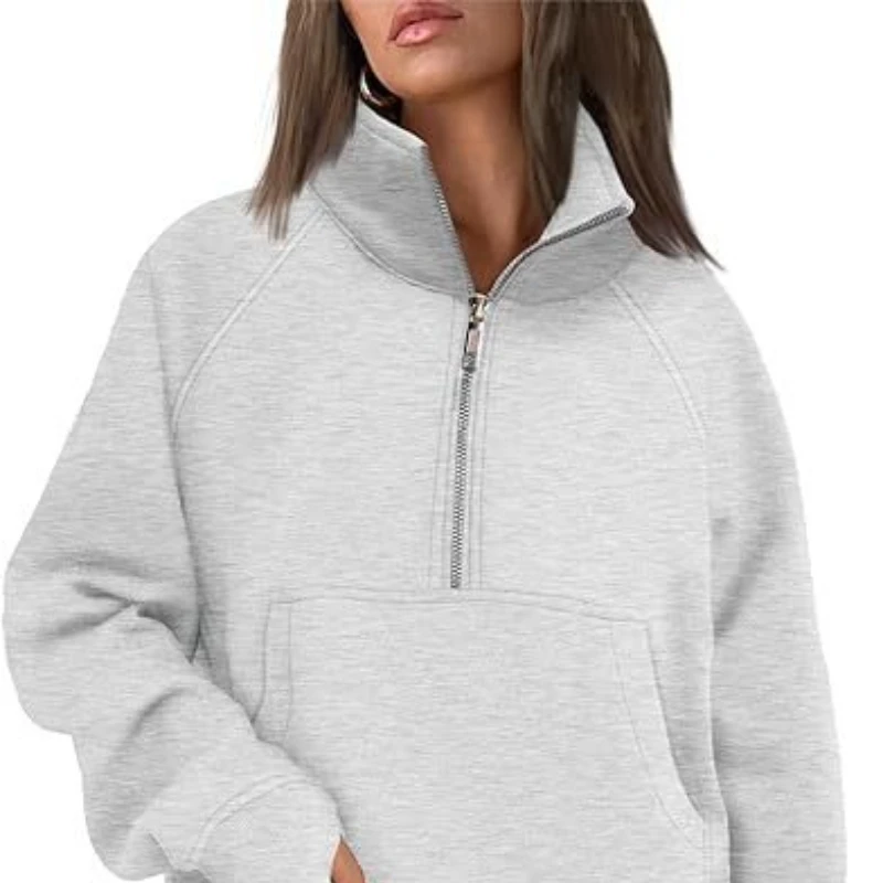 Dames vrijetijdssport trui trui halve rits opstaande kraag herfst winter nieuwe 2025-top