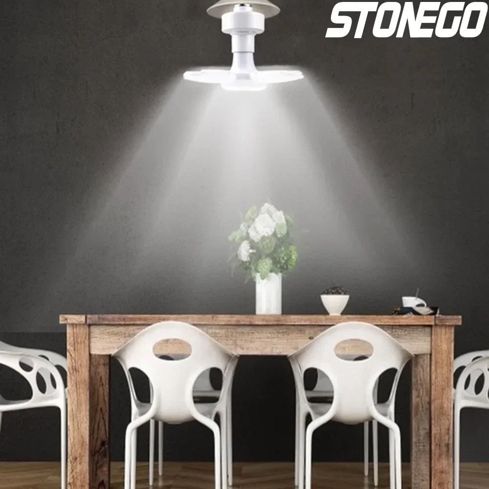 الإبداعية LED البسيطة أربع أوراق للطي مصباح E27 المسمار ضوء السقف السوبر مشرق 6 أوراق قابلة للطي #2