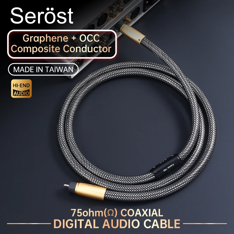 Serost Aurora HiEND 6N OCC Graphene Copper (MPS Arthur) Digital Coaxial RCA Audio Cable 75 Ohm for CD DAC DSP Decode SPDIF Jack