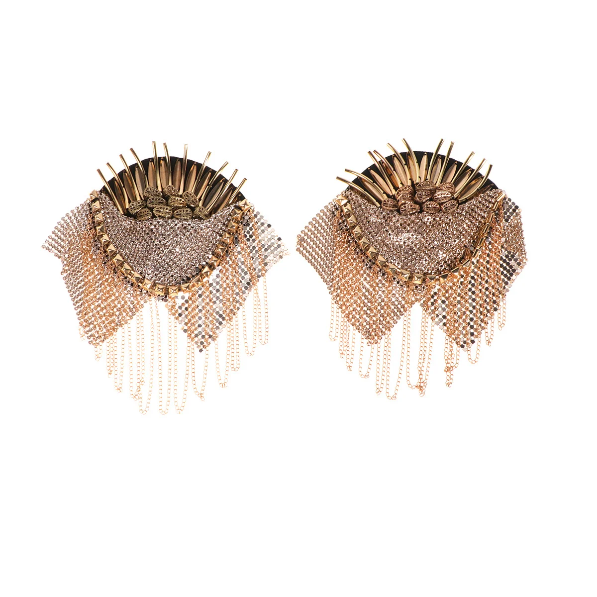 1 زوج الكتف الكتفيات شارة شرابة سلسلة تصميم برشام الكتف مجلس للرجال النساء أزياء خمر دعوى الديكور التبعي #5