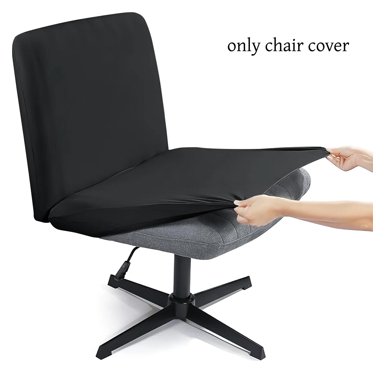 1 قطعة غطاء كرسي بدون ذراع متقاطع أرجل مكتب عمل كرسي الغلاف بلون منتصف الظهر لهجة مقعد واسع كرسي الكمبيوتر كوف
