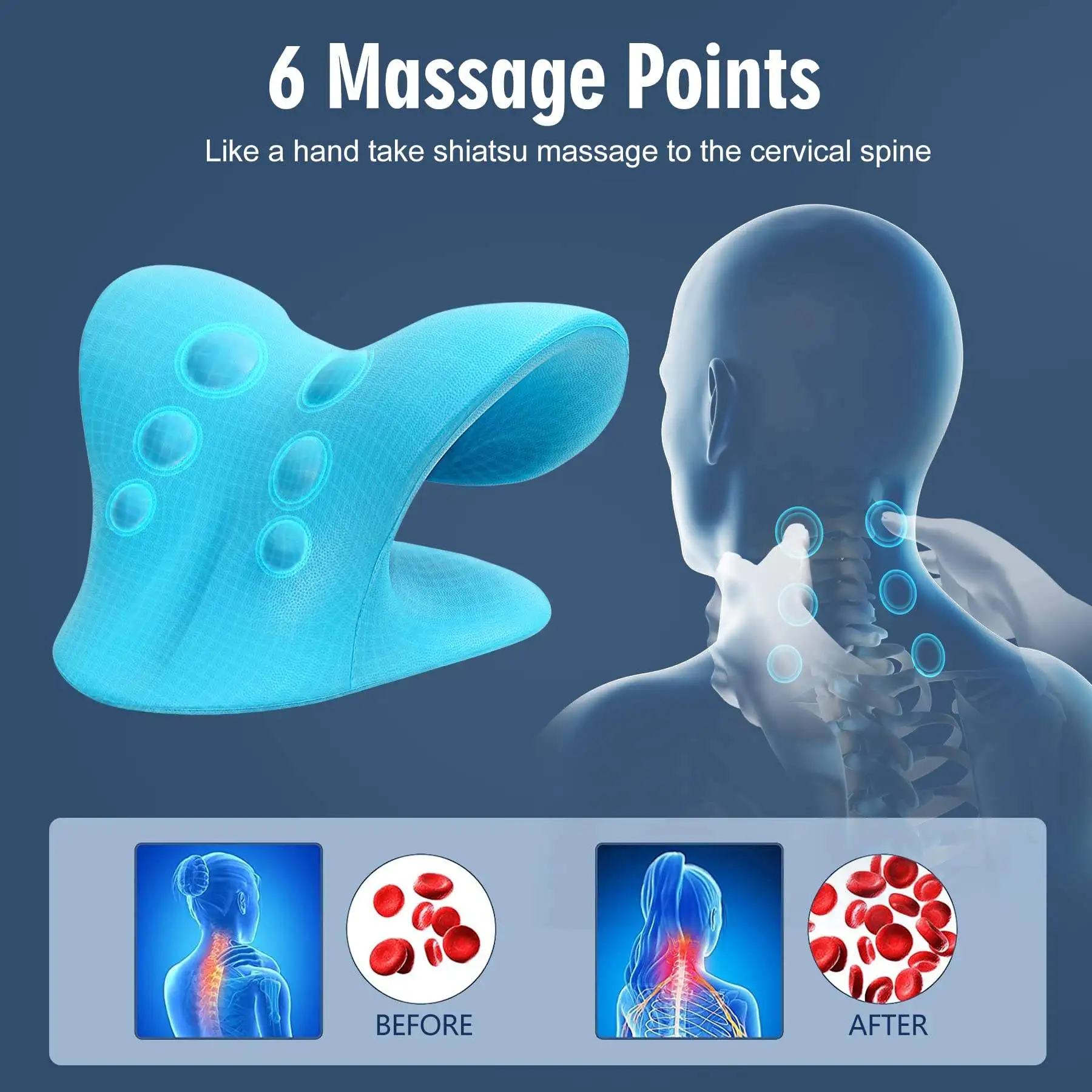 Neck and Shoulder Stretcher Cervical Massage Pillow Cervical Chiropractic Traction Device Pain Relief Spinal Alignment Massager