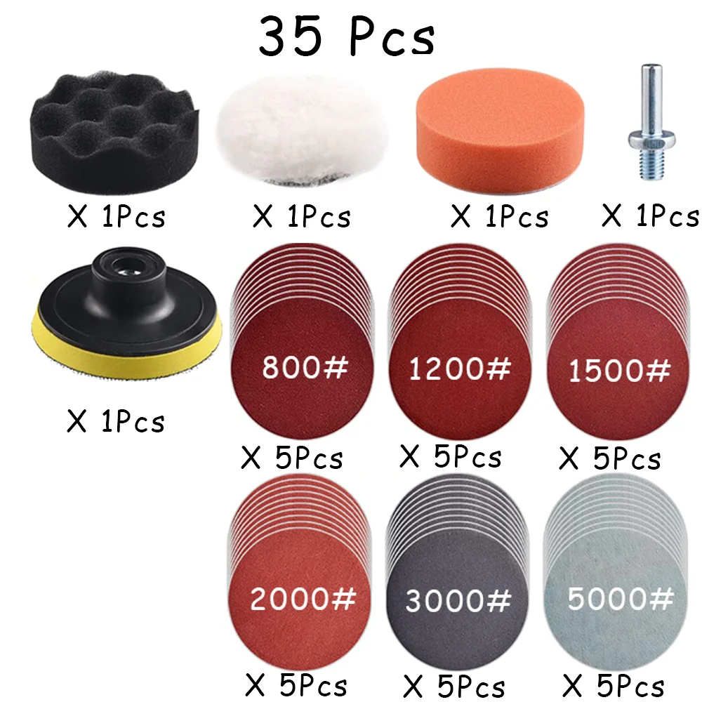 15-65 Stuks Auto Koplamp Reparatie Restauratie Kit 3 Inch 75 Mm Schuurplaat Waxen Spons Schuurpad voor Polijsten En Schuren