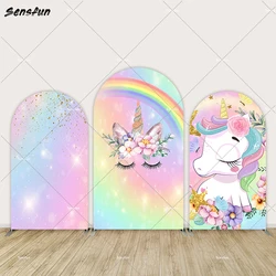 Unicorn Arch Chiara Backdrop Cover Custom Pink Baby Girl 1st 2nd Birthday Party Arch Wall Panels Photo Chiara Wall