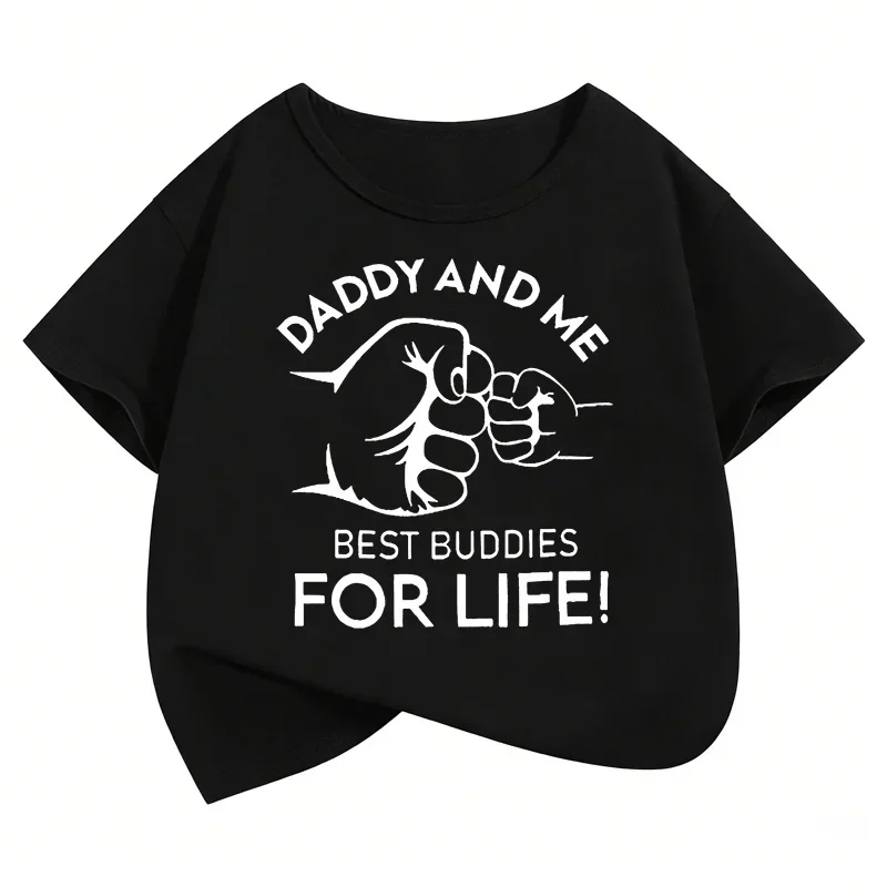Kids' 'Daddy And Me Best Buddies for Life' T-Shirt Casual Letter Print Top Tee for Boys And Girls Summer Spring Wear