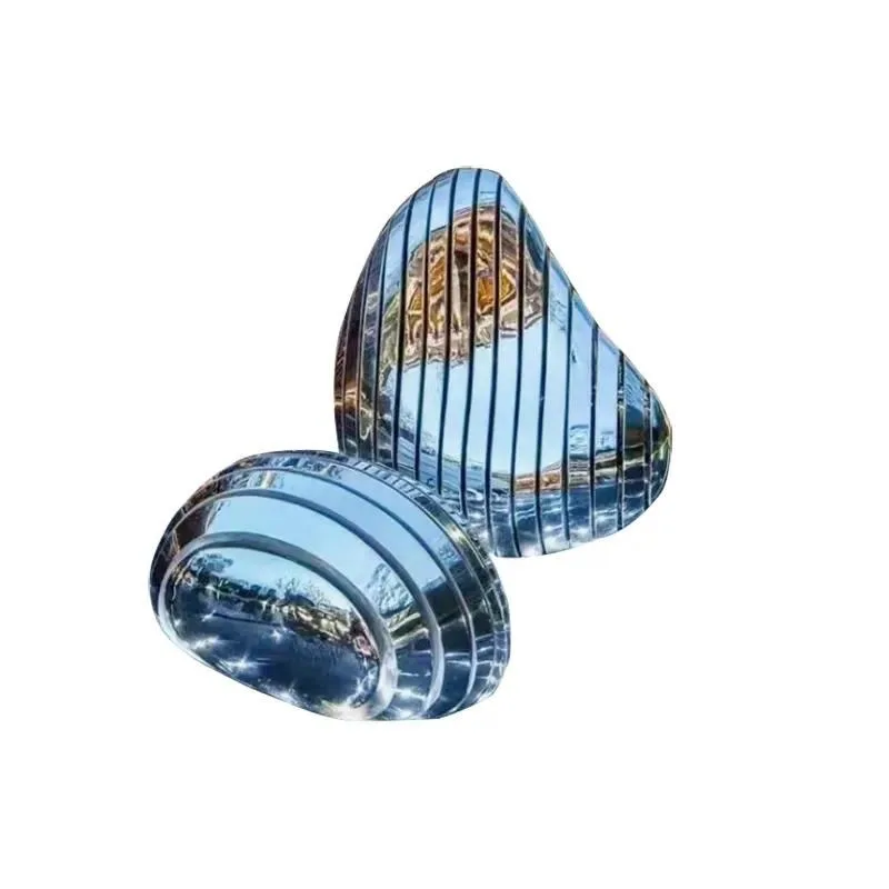 Large Stainless Steel Stone Sculpture Water Feature for Hotel Lobby Swimming Pool Landscape Decorative Floor Metal Art