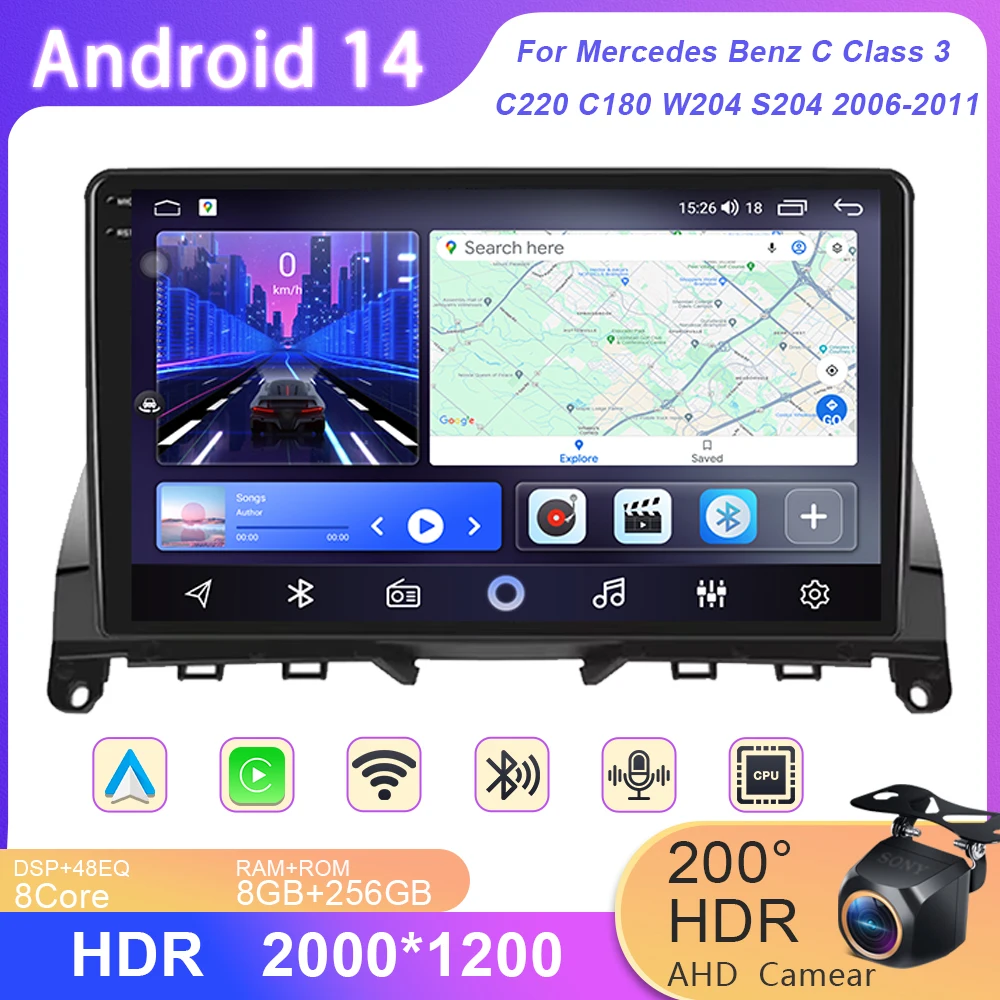 

Car Radio Carplay For Mercedes Benz C Class 3 C220 C180 W204 S204 2006-2011 Navigation GPS Android Auto Autoradio Wifi No 2din