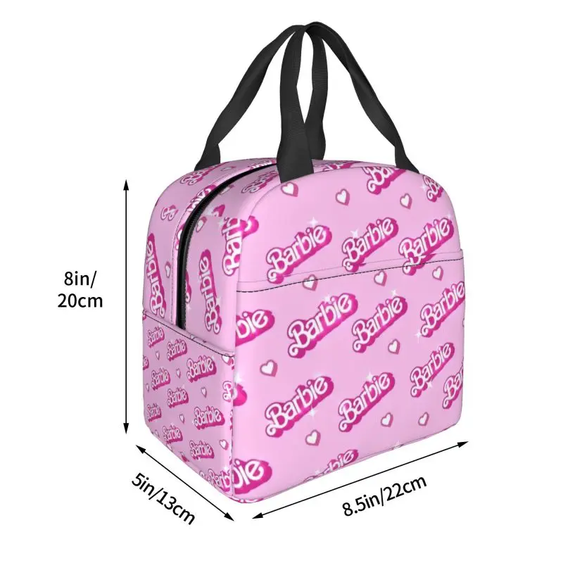 Custom Barbie Lunch Box Women Leakproof Cooler Thermal Food Insulated Lunch Bag Kids School Children Portable Picnic Tote Bags