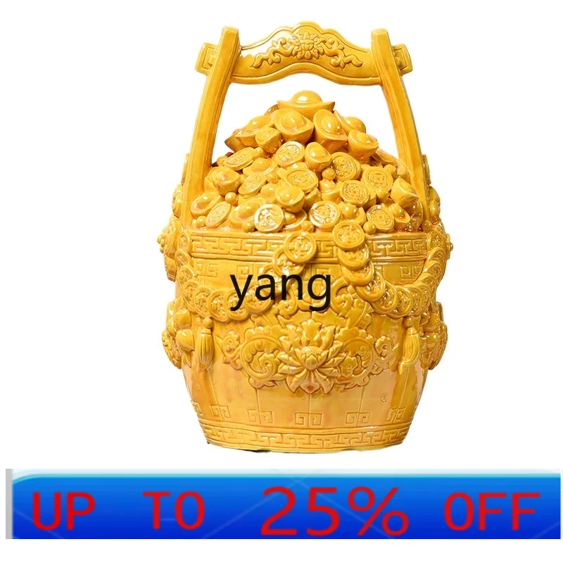 LH  a bucket of gold ceramic ornaments, handicrafts, creative decorations, light luxury, high-end artworks