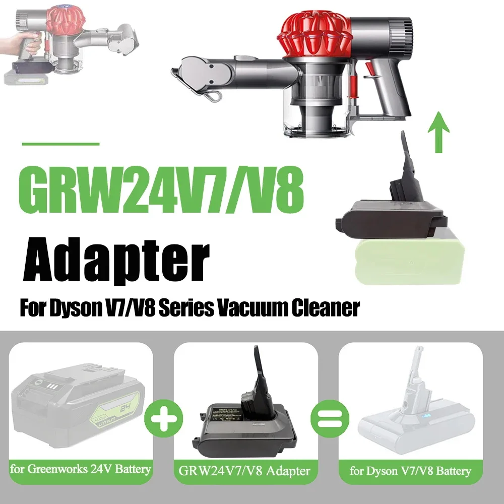 

Power Tool Battery Adapter Converter GRW24V7V8 for Greenworks 24V Lithium Batteries Converted To for Dyson V7/V8 Vacuum Cleaners