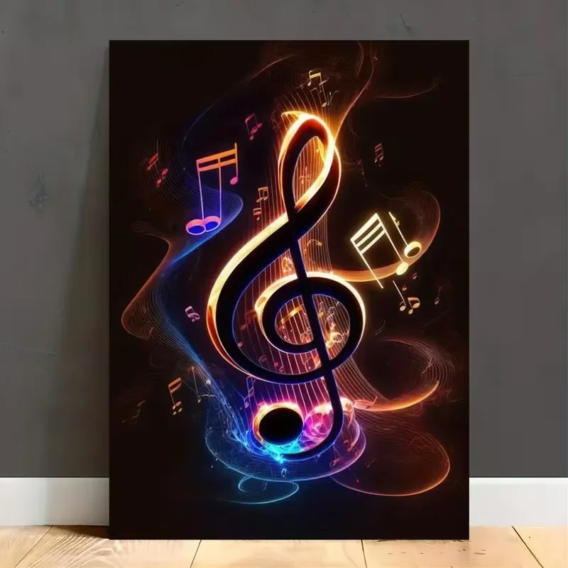 Multiple sizes 1pc frameless Canvas Painting,Vibrant Musical Notes Musical Rhythm and Emotion Poster and Prints Canvas Painting