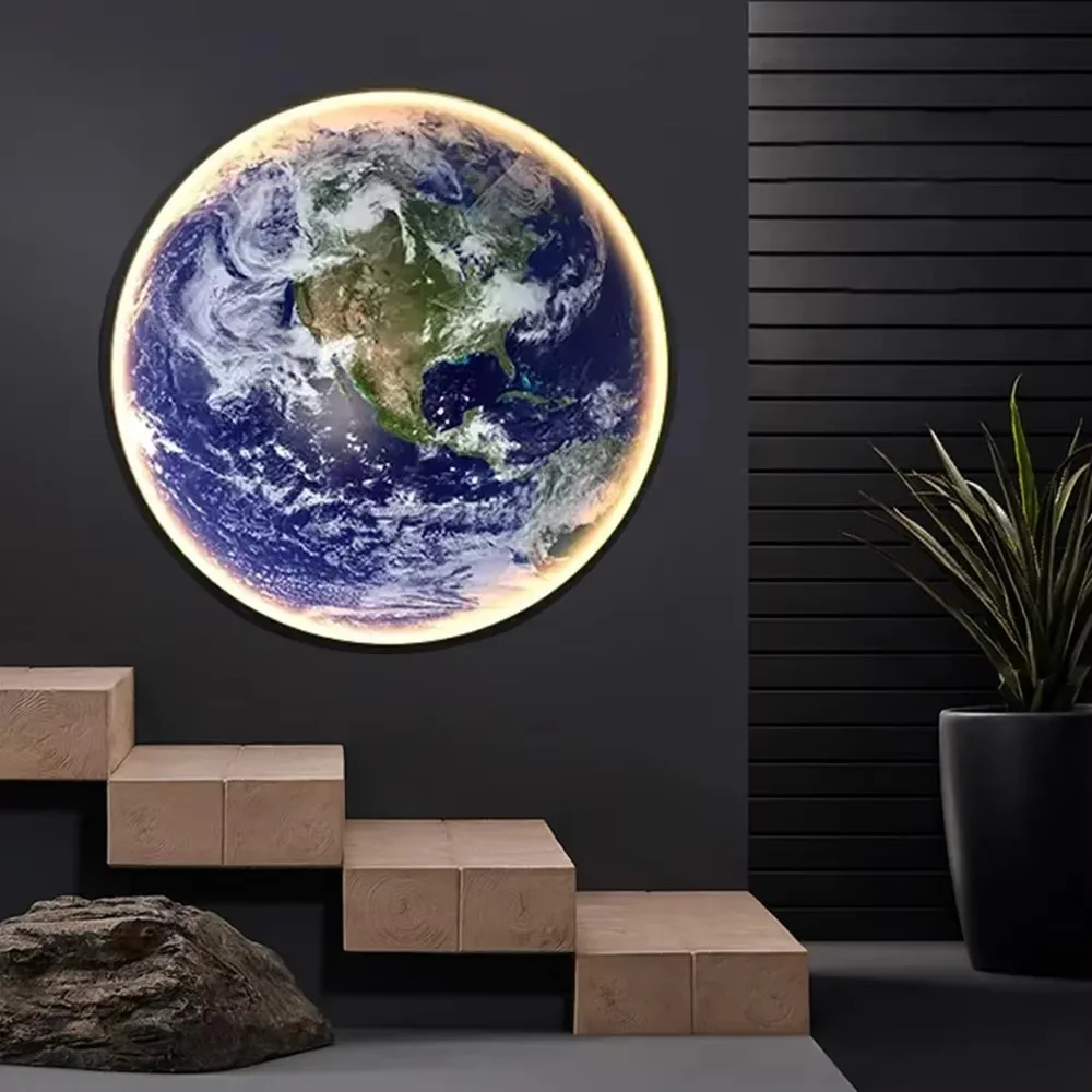 

3D Moon & Planet LED Wall Light Earth Night Lamp for Bedroom Nursery Living Room Ceiling Creative Space Decor