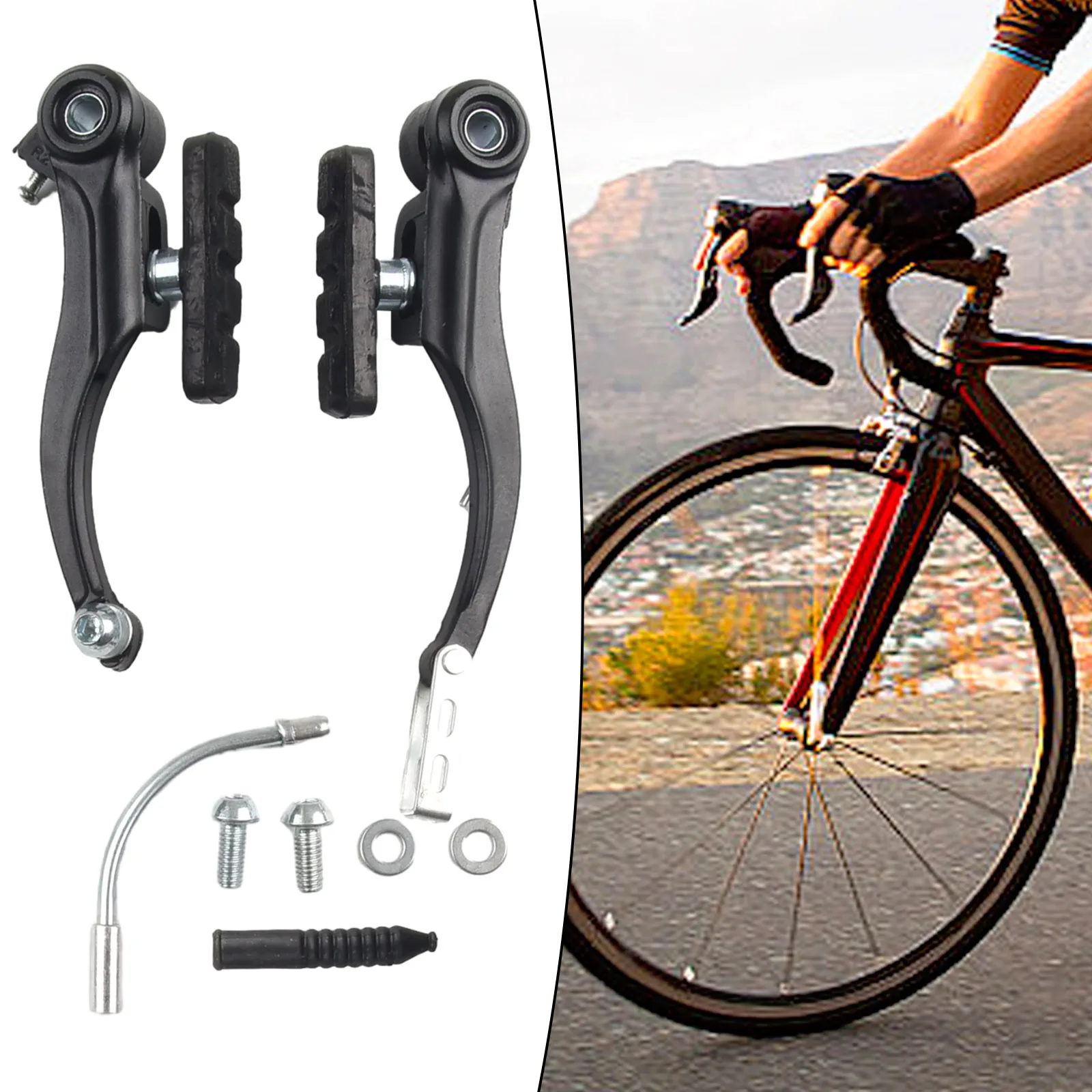 الجبهة/الخلفية الجبل الخامس الفرامل سبائك الألومنيوم الدراجات منحني قضبان مجموعة كاملة جزء الجبلية جودة عالية عملية جديدة 2018 #6