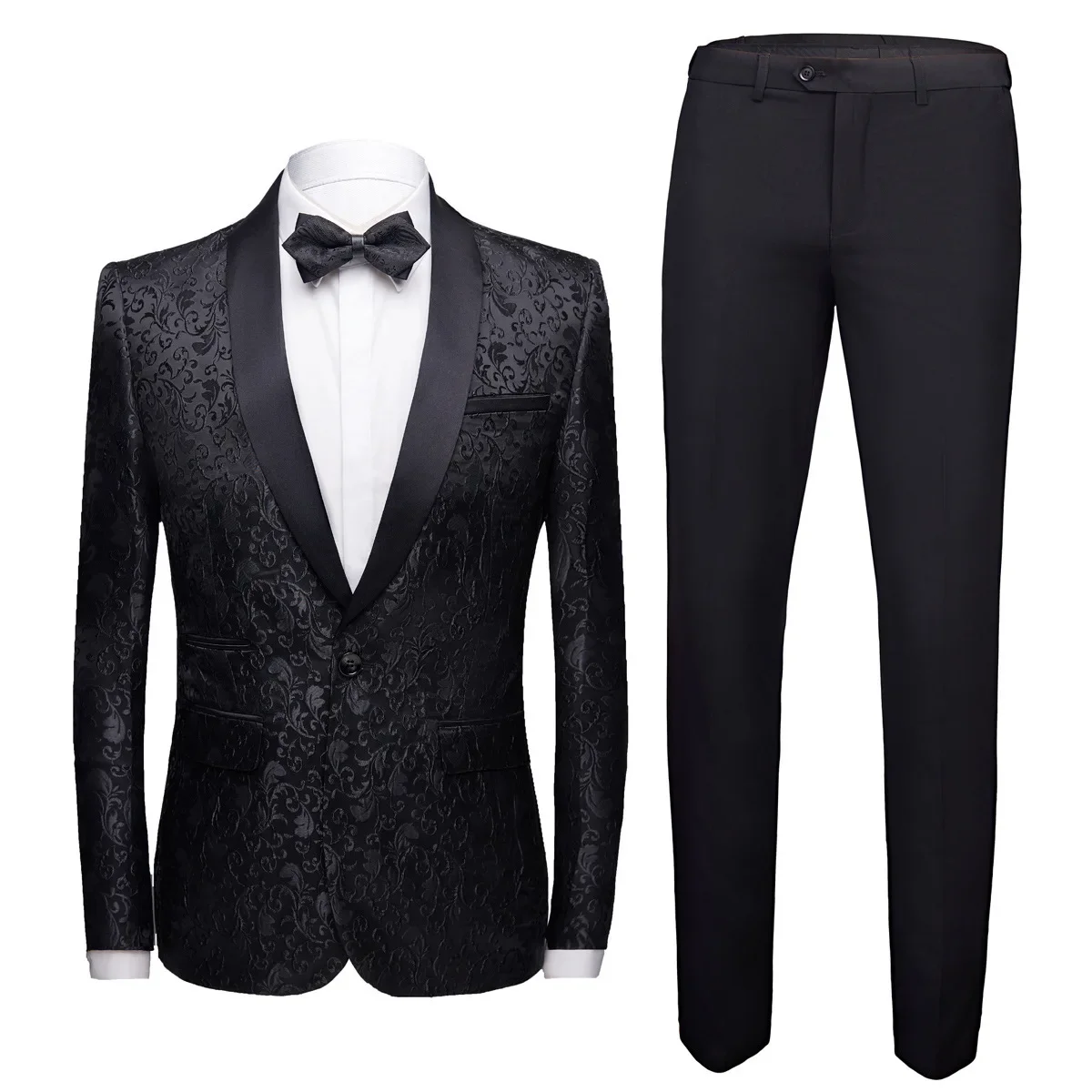 2023 Oversized Men\'s Floral Suit Pants Set, Slim Fitting Wedding Groom Dress, Banquet Stage Outfit