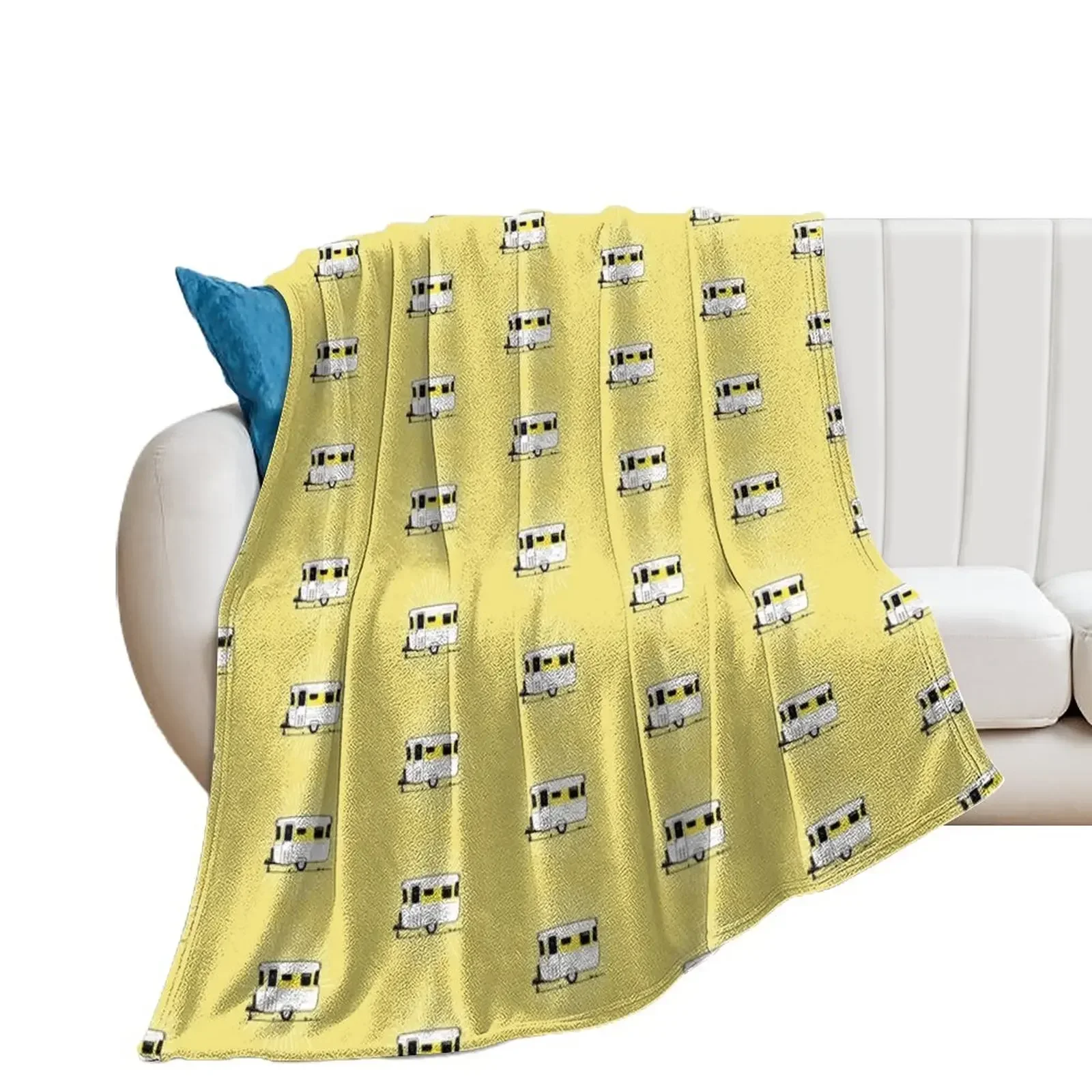 Viscount Caravan Illustration - Yellow Throw Blanket funny gift warm for winter Single Blankets