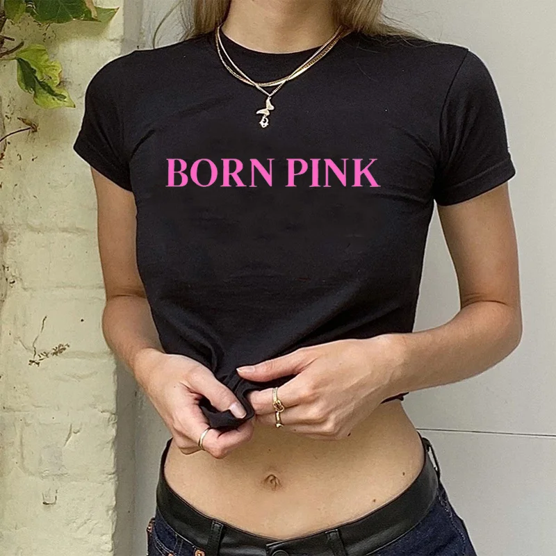 Женский короткий топ Born Pink trashy graphic, винтажная Милая футболка в стиле гранж, 2000