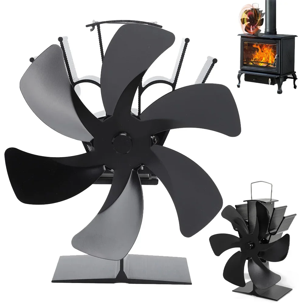 Ventilateur de poêle à chaleur, alimenté par un module thermoélectrique, à 6 pales, en aluminium silencieux à régulation automatique, accessoire fiable pour poêle à bois, optimisant la circulation de la chaleur et assurant une distribution efficace de la chaleur pour les poêles domestiques.