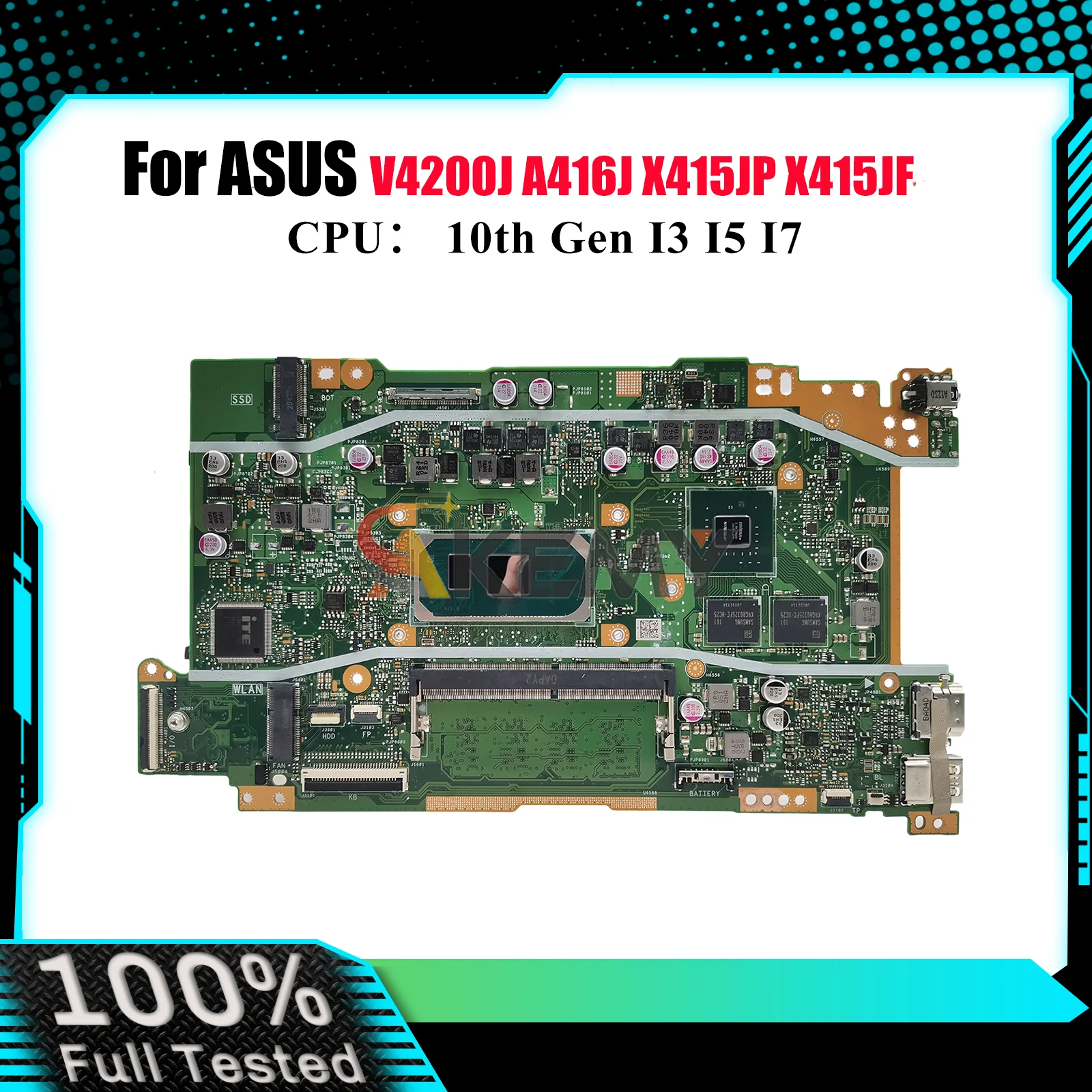 

X415JP Материнская плата для ноутбука ASUS VivoBook X415JF X415JP V5200J V4200J X415J A416J X415JAB Материнская плата с процессором I3 I5 I7 в порядке