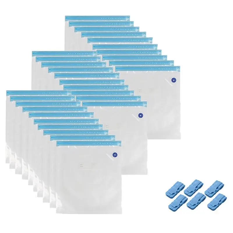 A13E-For 3D Printer Filament Storage- 30Pcs 30X34 Cm Printer Vacuum Bags With 6 Clips Reusable Compression Bags
