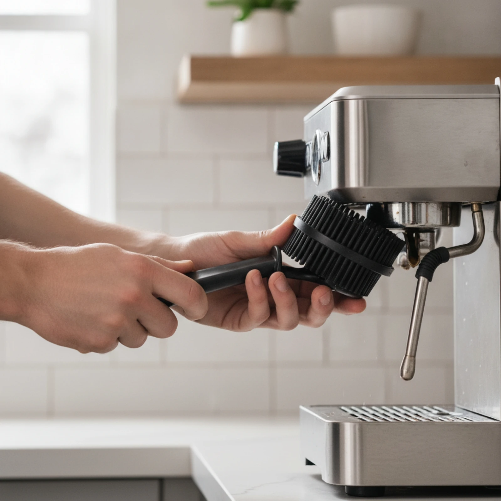 Coffee Machine Grouphead Cleaning Brush Heat-Safe Espresso Machine Grouphead Brush Professional Sturdy for Baristas