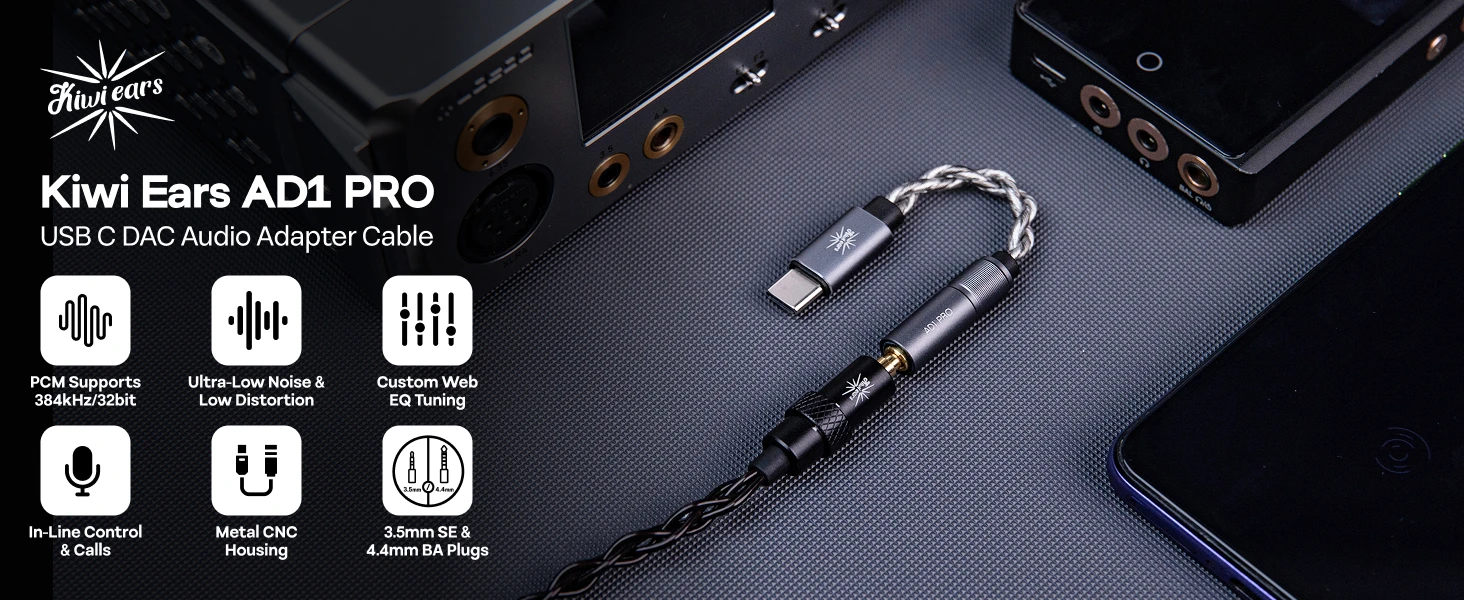 Kiwi Ears AD1 Pro Verbesserter USB-C Dongle mit Höherer Leistung, Geringerer Verzerrung & Plug-and-Play-Kompatibilität – Detail 1