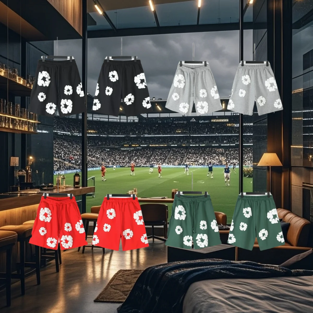 

American Casual Sports Shorts Summer European and American Men's Kapok Printed Shorts Moto Quick-drying Vacation 2025 Hot Sale