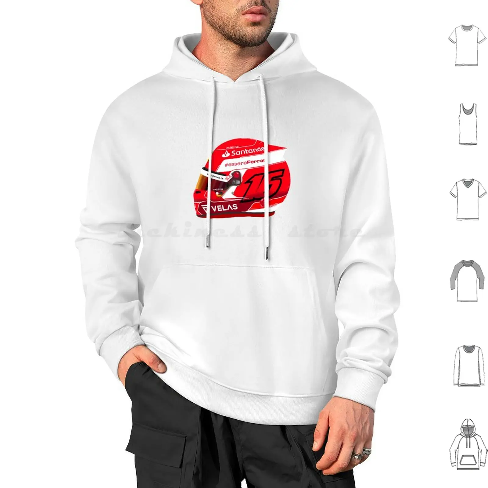 Leclerc Helmet 2022 Hoodie cotton Long Sleeve Leclerc World Sauber Helmet Digital Drawing Procreate Red