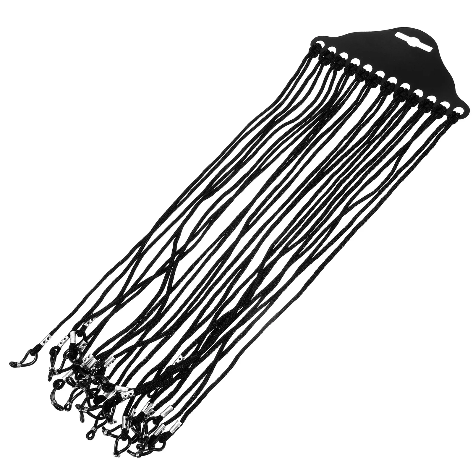 12pcs Black Eyewear String For Glasses Scratch Resistant Durable Rubber Loop Sunglass Cord Eyeglass Neck Strap